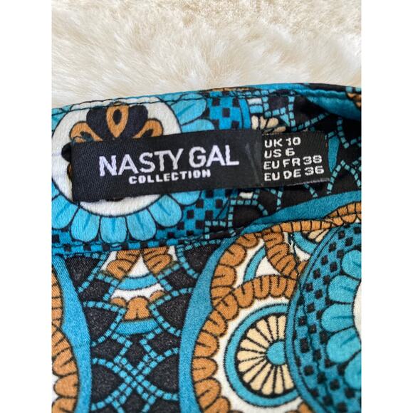 Nasty Gal Collection Retro Hippie 70s Print Wide Leg Flare‎ Pants Sz 6 - Picture 9 of 12